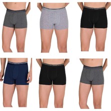 Berrak 1097 Erkek Boxer Elastan Likralı Koyu Renkli - 6'lı Paket