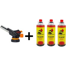 CAMPING TIME Çakmaklı Pürmüz Set 3 Adet Bütan Propan Kamp Gazı Kartuş 400ML 227GR