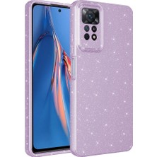 noktaks - Xiaomi Redmi Note 12 Pro 4G - Kılıf Kamera Korumalı Simli Lüks Koton Kapak - Lila