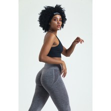 Gymhams Gri Kalçası Büzgülü Push Up Kalça Şekillendirici Tayt Seamless Fitness Yoga Yüksek Bel Tayt