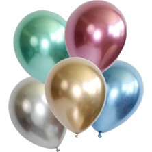 Tinky Winky Balon Krom Balon Aynalı Helyum Balon 10 Adet
