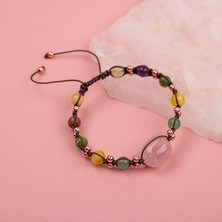 Osmanlı Doğal Taş Kristal Kuvars-Aventurin-Kehribar-Yeşim-Ametist-Sitrin-Rodonit-Kalsit Doğal Taş Bileklik