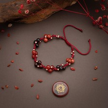 Osmanlı Doğal Taş Kök Çakra Doğal Taş Bileklik - Akik-Lal-Jasper-Obsidyen