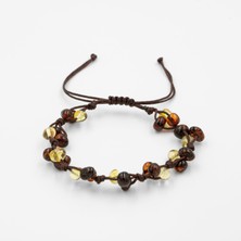 Osmanlı Doğal Taş Kehribar Doğal Taş Natural Kesim Makrome Bileklik - BL-1626