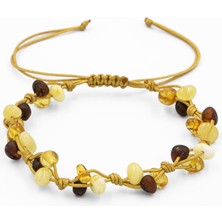 Osmanlı Doğal Taş Kehribar Doğal Taş Natural Kesim Makrome Bileklik - BL-1627