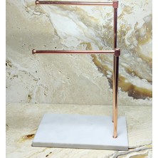 Marble Center Mermer Metal Çift Havlu Standı, İkili Havluluk, Havlu Askısı, Havlu Standı
