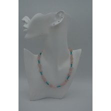 Stoneage Pembe Kuvars ve Turkuaz Taşlı Kolye