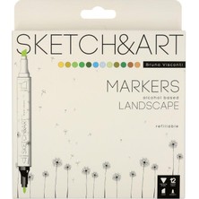 Bruno Visconti "sketch & Art" Çift Taraflı Marker Kalem 12 Renk-Orman