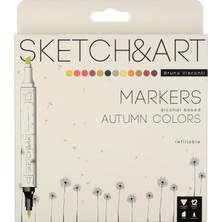 Bruno Visconti "sketch & Art" Çift Taraflı Marker Kalem 12 Renk-Sonbahar Peyzaj