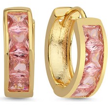 Merano Design Pembe Kare Taşlı Küpe