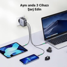 Ugreen Nexode 65W Gan 2*type-C 1*usb-A 3 Portlu Seyahat Şarj Cihazı