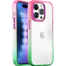 Buff iPhone 15 Pro Max Air Bumper Rainbow Kılıf Pink Green