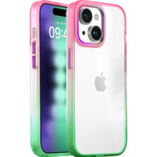 Buff iPhone 15 Plus Air Bumper Rainbow Kılıf Pink Green