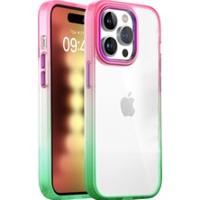 Buff iPhone 15 Pro Air Bumper Rainbow Kılıf Pink Green