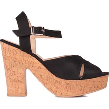 Fitbas 111092 008 Kadın Siyah Süet Büyük & Küçük Numara Platform Ayakkabı