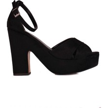 Fitbas 111091 008 Kadın Siyah Süet Büyük & Küçük Numara Platform Ayakkabı