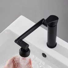 Eym Yeni Modern Tasarım Robotik Hareketli Döner Lavabo Evye Bataryası Musluk Siyah
