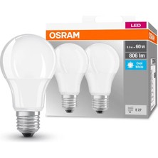 Osram Base Classic A60 8.5W Filaman E-27 LED Ampul 2'li Paket - Sarı Işık