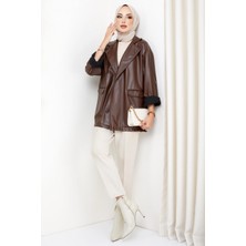 Suni Deri Ceket Kahverengi HM2270