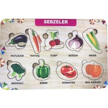 Karanes Toys Sebzeler 9 Parça Eğitici Ahşap Puzzle