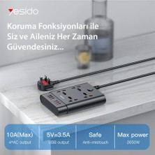 Yesido MC08 10IN1 6 Adet USB ve 4 Adet Priz Dönüştürücü 1.8m