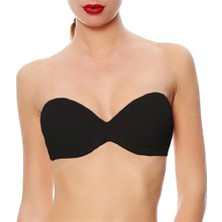 Düz Kumaşlı Çok Siyah Dolgulu Askısız Sütyen C2T0N8O1