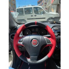 Detay Fiat Linea Tuşlu -Doblo-Fiorino -Punto Uyumlu Kırmızı Desen Kırmızı  Dikiş Direksiyon Kılıfı