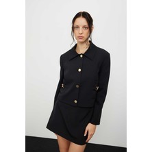 ROMAN Çıtçıtlı Ve Gold Aksesuarlı Ceket Siyah K2416027_001