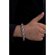 Osmanlı Gümüş Erkek Çelik Bileklik - Sarmal Model Çelik Bileklik