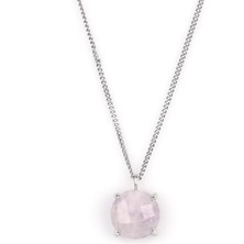 Alibaba Doğaltaş Ametist Doğal Taş Gümüş Renkli Kolye