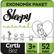 Sleepy Natural Jumbo Bebek Bezi Midi Plus 3+ Numara 52 Adet 5-10 kg