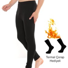 Secret Moda Iç Kısmı Özel Termal Kışlık Sıcacık Tutan Erkek Içlik Termal Içlik Siyah Termal Çoraplı