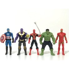 Bisepetim Avengers 5'li Figür Oyuncak Thanos Örümcek Adam Ironman Hulk Kaptan Amerika Işıkı ve Aksesuarlı Figür Seti
