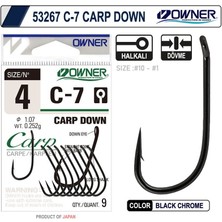 Owner 53267 C-7 Carp Down Black Chrome Japon Sazan Iğnesi Balıkmarketim