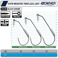 Owner 5167W Weighted Twistlock Light Black Chrome Japon Iğne Balıkmarketim