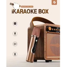 UltraTekno 4” Ahşap Hoparlör Kablosuz Mikrofonlu Taşınabilir Karaoke Sistemi Party Box Eğlence Paketi KTS-1687