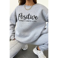 Sun Victoria Unisex Oversize Krem 3 Iplik Şardonlu Baskılı Penye Sweatshirt