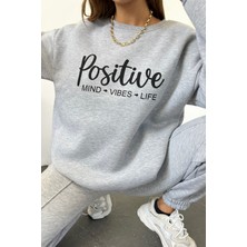 Sun Victoria Unisex Oversize Krem 3 Iplik Şardonlu Baskılı Penye Sweatshirt