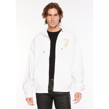 Just Cavalli Kapüşon Yaka Beyaz Erkek Sweatshırt 74OBIF03CF200G03