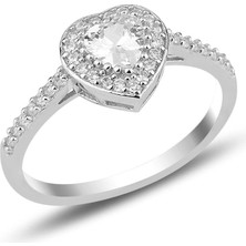 Söğütlü Silver Işıklı Kutuda Gümüş Rodyumlu Pırlanta Modeli Pembe Taşlı Kalp Yüzük SGTL12297RODAJ