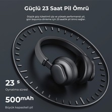 Bix Soundcraft H1 ANC Headphone 35dB'e kadar Hibrit Aktif Gürültü Engelleme, 40mm Dinamik Sürücülü, 47.5 Saat Çalma Süreli Katlanabilir Kulak Üstü Bluetooth 5.3 Kulaklık Siyah