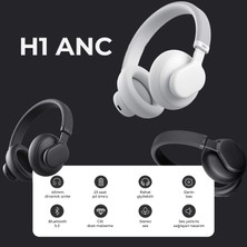 Bix Soundcraft H1 ANC Headphone 35dB'e kadar Hibrit Aktif Gürültü Engelleme, 40mm Dinamik Sürücülü, 47.5 Saat Çalma Süreli Katlanabilir Kulak Üstü Bluetooth 5.3 Kulaklık Siyah