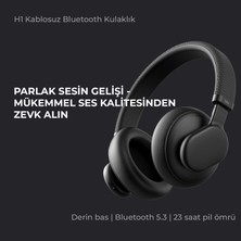 Bix Soundcraft H1 ANC Headphone 35dB'e kadar Hibrit Aktif Gürültü Engelleme, 40mm Dinamik Sürücülü, 47.5 Saat Çalma Süreli Katlanabilir Kulak Üstü Bluetooth 5.3 Kulaklık Siyah