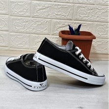 Fiyra 554 Siyah-Beyaz Kısa Sneaker Keten Spor Ayakkabı