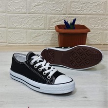 Fiyra 554 Siyah-Beyaz Kısa Sneaker Keten Spor Ayakkabı