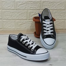 Fiyra 554 Siyah-Beyaz Kısa Sneaker Keten Spor Ayakkabı