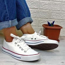 Fiyra 554 Beyaz Kısa Sneaker Keten Spor Ayakkabı