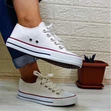 Fiyra 554 Beyaz Kısa Sneaker Keten Spor Ayakkabı