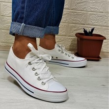 Fiyra 554 Beyaz Kısa Sneaker Keten Spor Ayakkabı