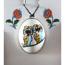 Baykuşlar İznik Çini Kolye Ucu